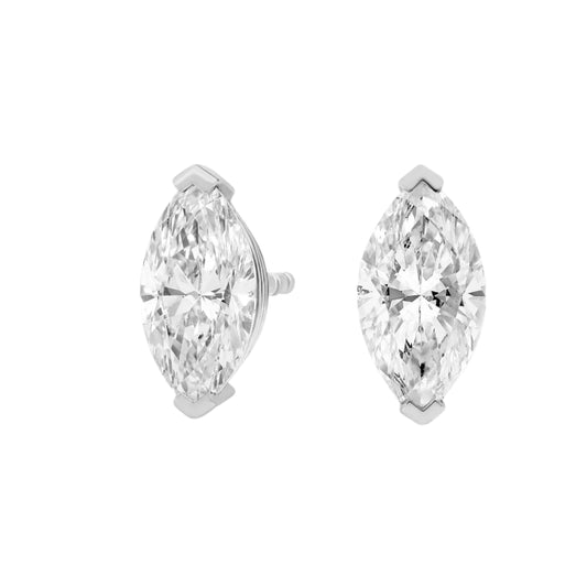 Marquise Cut Lab Diamond Stud Earrings 10k Gold