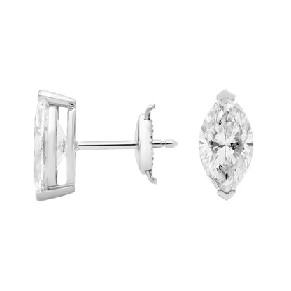 Marquise Cut Lab Diamond Stud Earrings 10k Gold