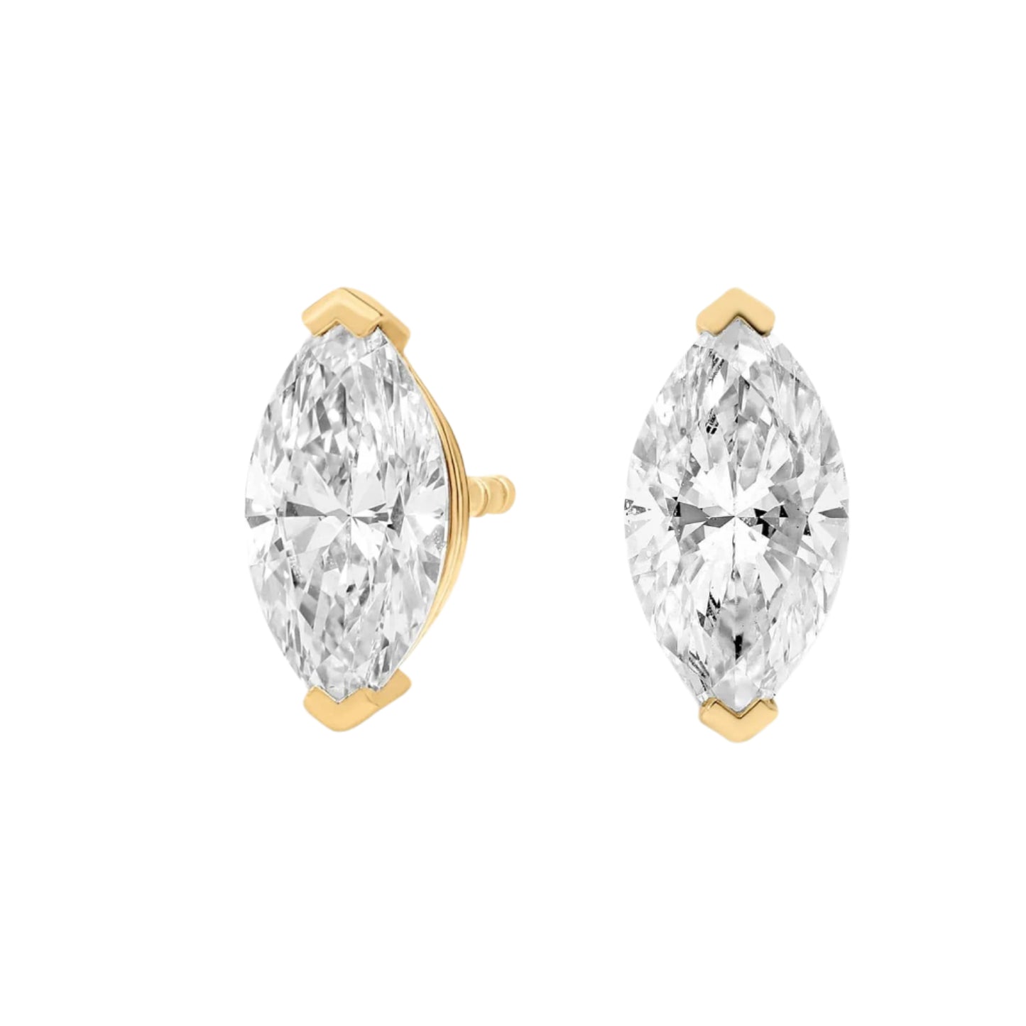Marquise Cut Lab Diamond Stud Earrings 10k Gold