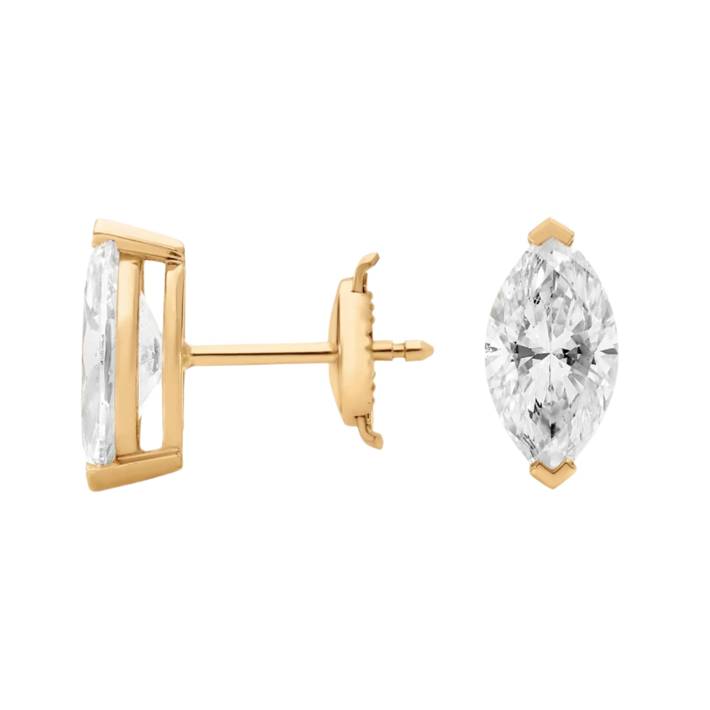 Marquise Cut Lab Diamond Stud Earrings 10k Gold