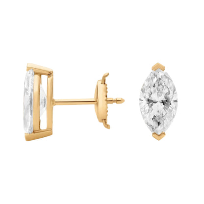 Marquise Cut Lab Diamond Stud Earrings 10k Gold