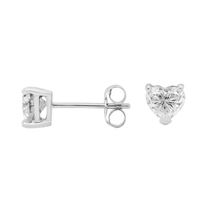 1ctw Lab Heart-Shaped Diamond Stud Earrings 10k White Gold