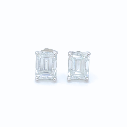 Moissanite Emrald Stud Earrings