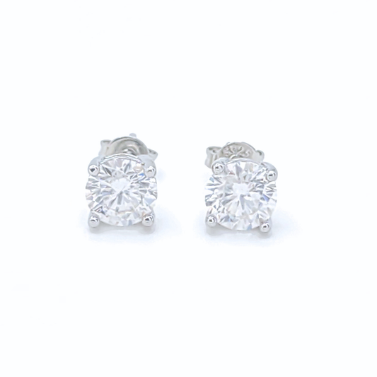 Moissanite Round Stud Earrings