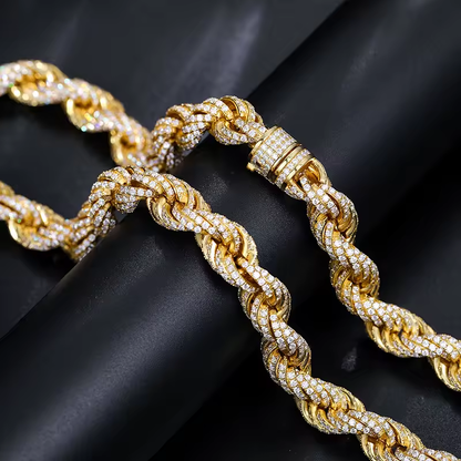 8mm Moissanite Silver Rope Bracelet