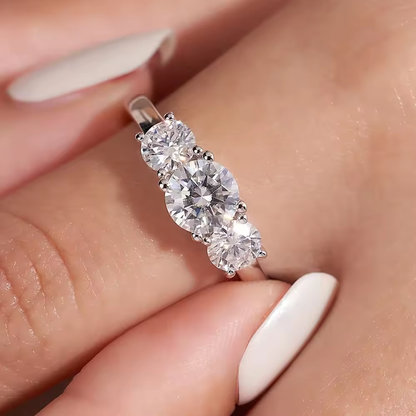 2ctw Moissanite Triple Round Engagement Ring