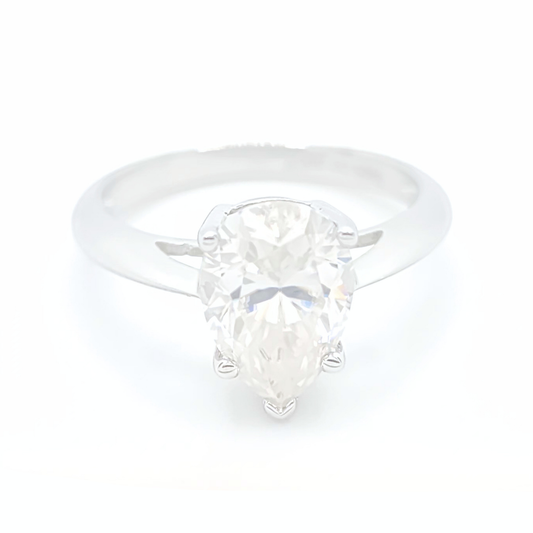 2ct Moissanite Pear Engagement Solitaire Ring