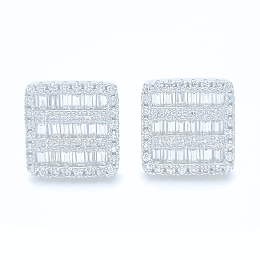Moissanite Baguette Pavé Earrings