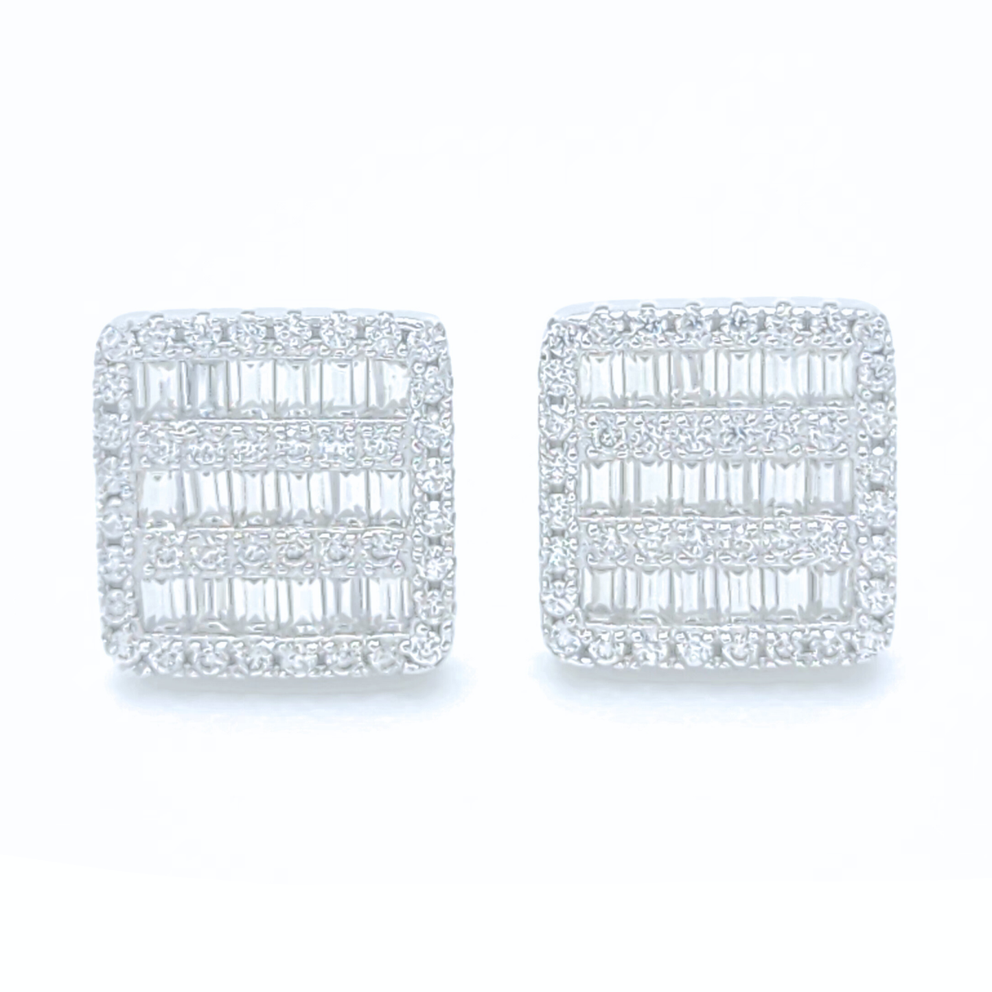 Moissanite Baguette Pavé Earrings
