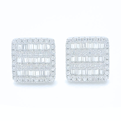Moissanite Baguette Pavé Earrings