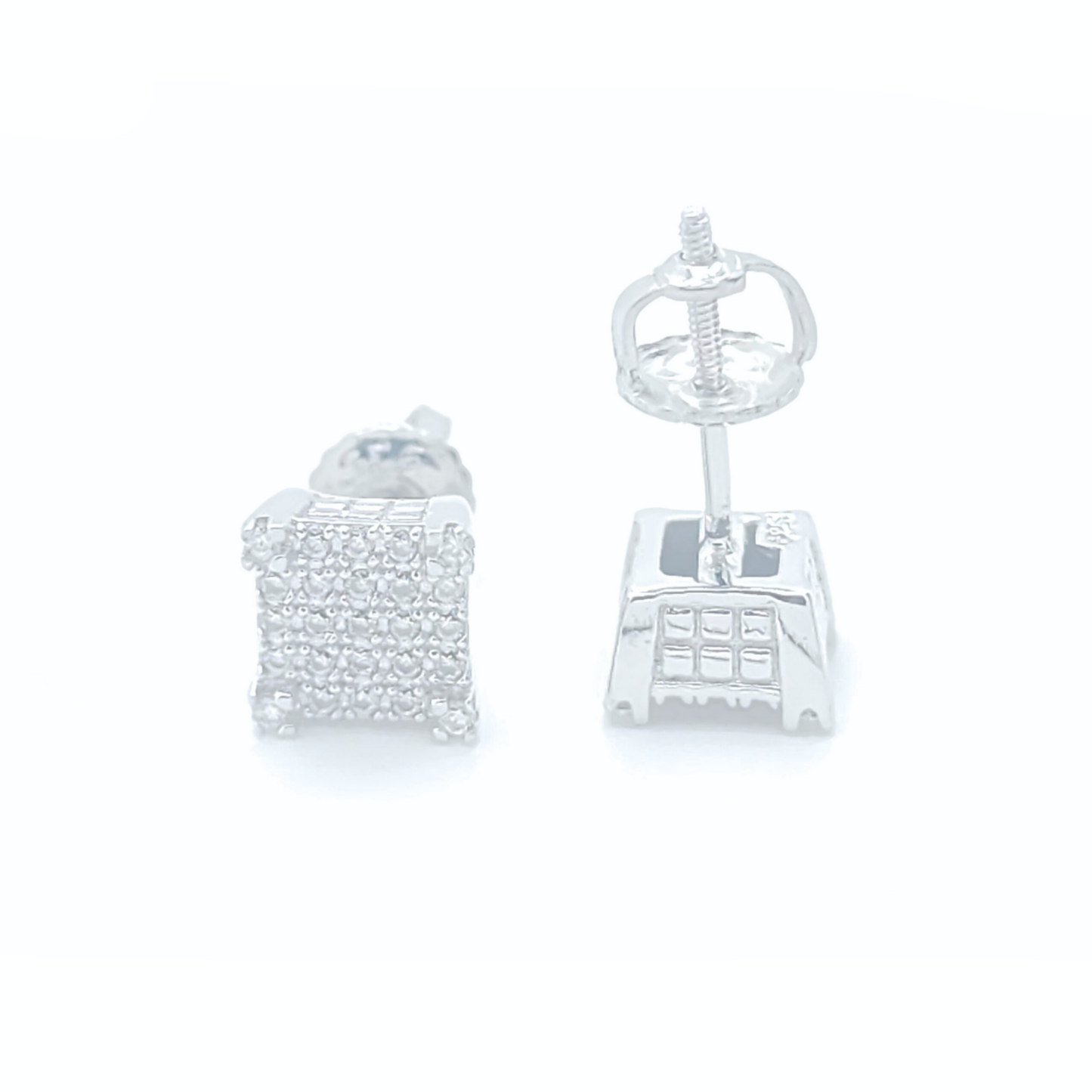 Moissanite Square Earrings Pavé Studs