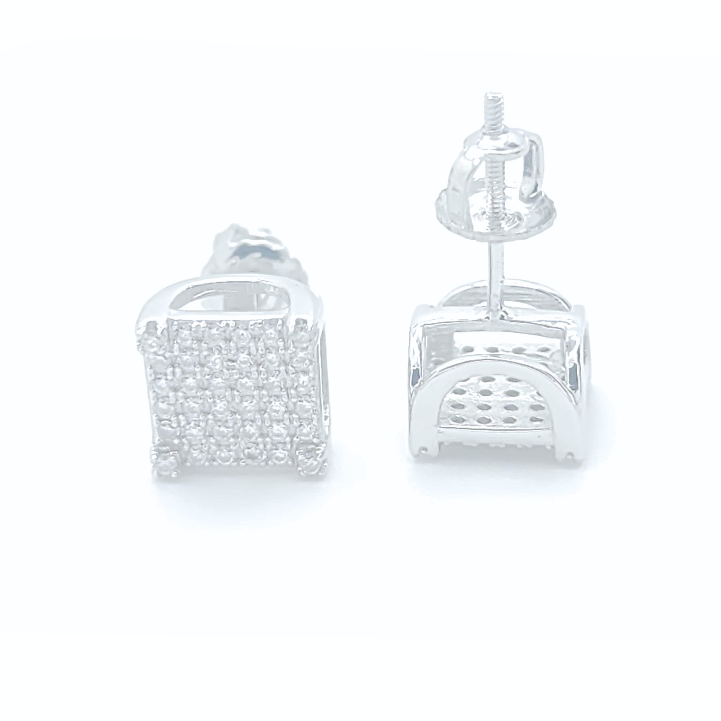 Moissanite Earrings Square Pavé
