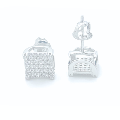Moissanite Earrings Square Pavé