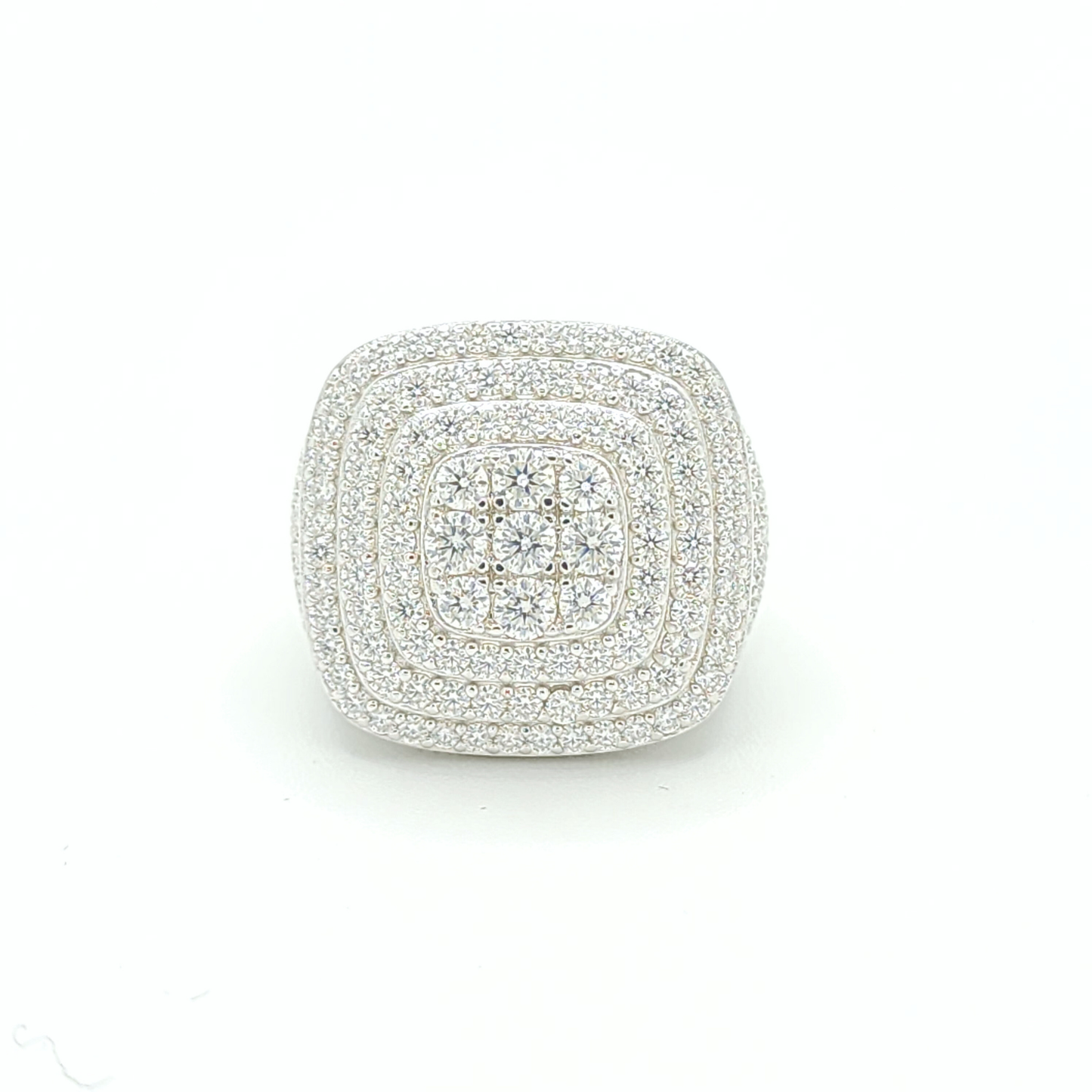 Moissanite Triple Halo Pavé Ring