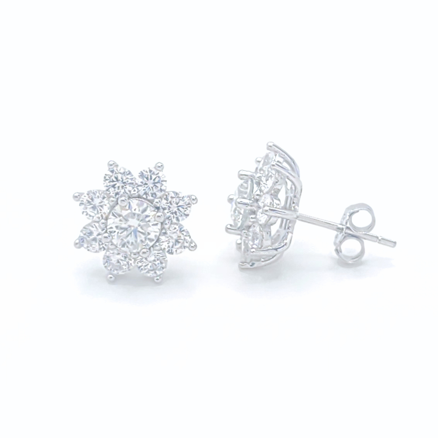0.5ct Moissanite Sparkling Floral Earrings