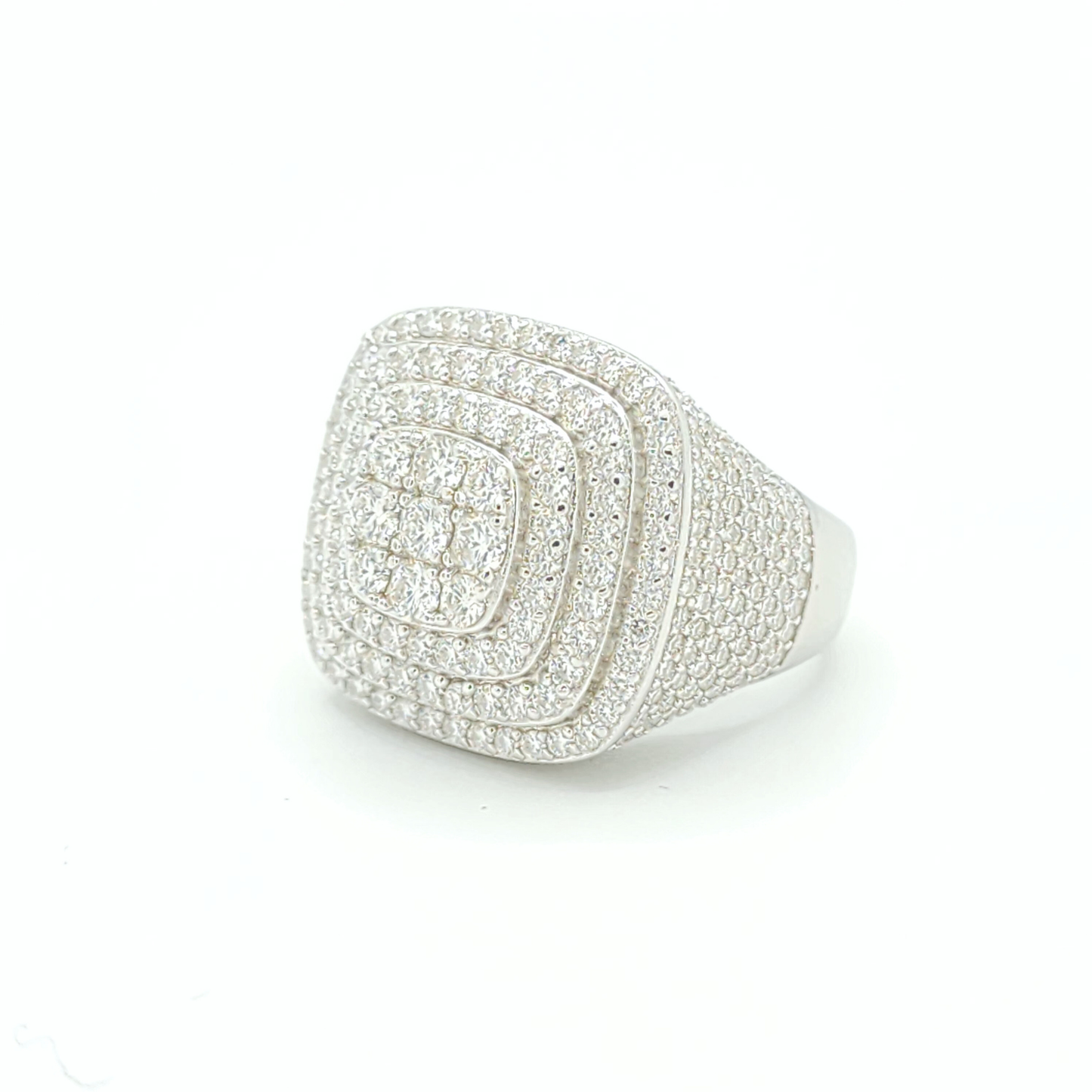 Moissanite Triple Halo Pavé Ring