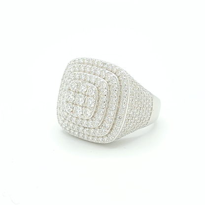 Moissanite Triple Halo Pavé Ring