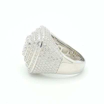 Moissanite Triple Halo Pavé Ring