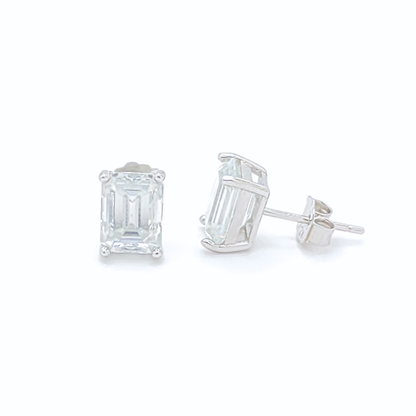 Moissanite Emrald Stud Earrings