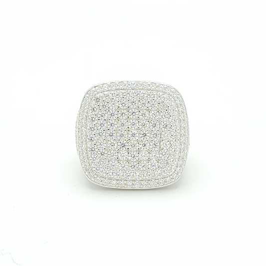 Moissanite Square Pavé Cluster Ring