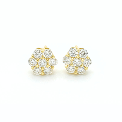 Moissanite Sparkling Flower Cluster Earrings