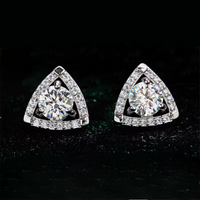 0.5ct Moissanite Earrings Halo Triangle Studs