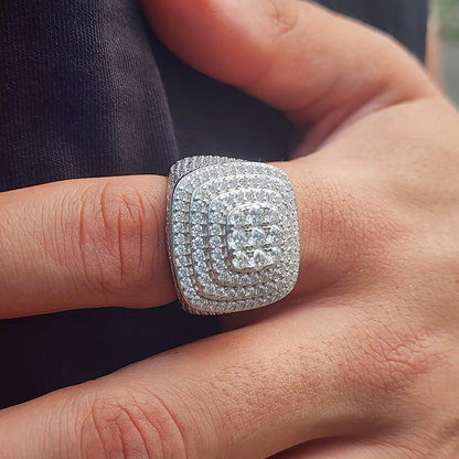 Moissanite Triple Halo Pavé Ring