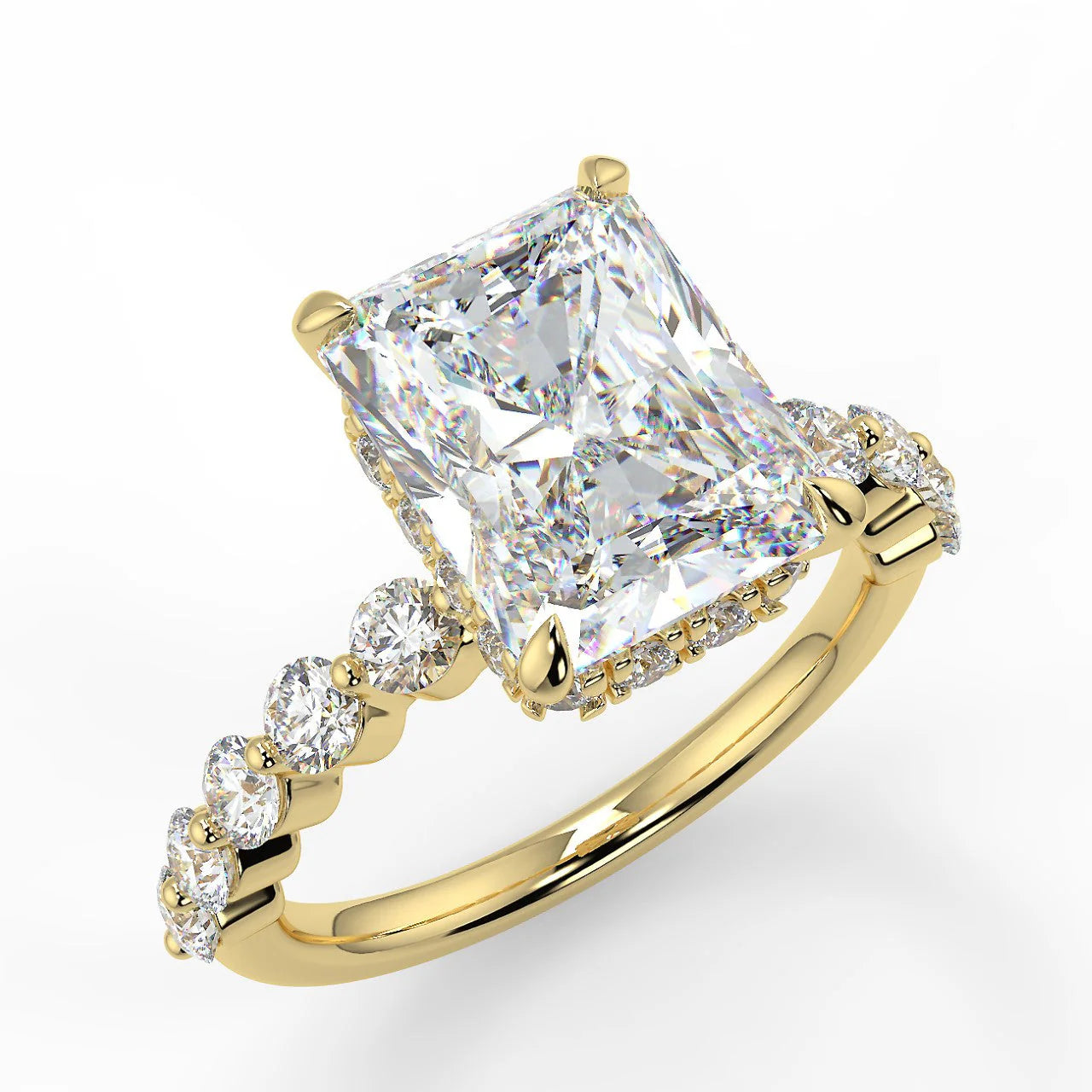 10k Gold Radiant Cut Lab Diamond Ring