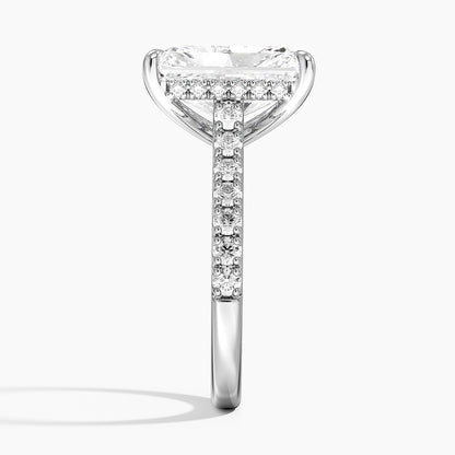 Radiant Cut Hidden Halo Engagement Ring 14k White Gold