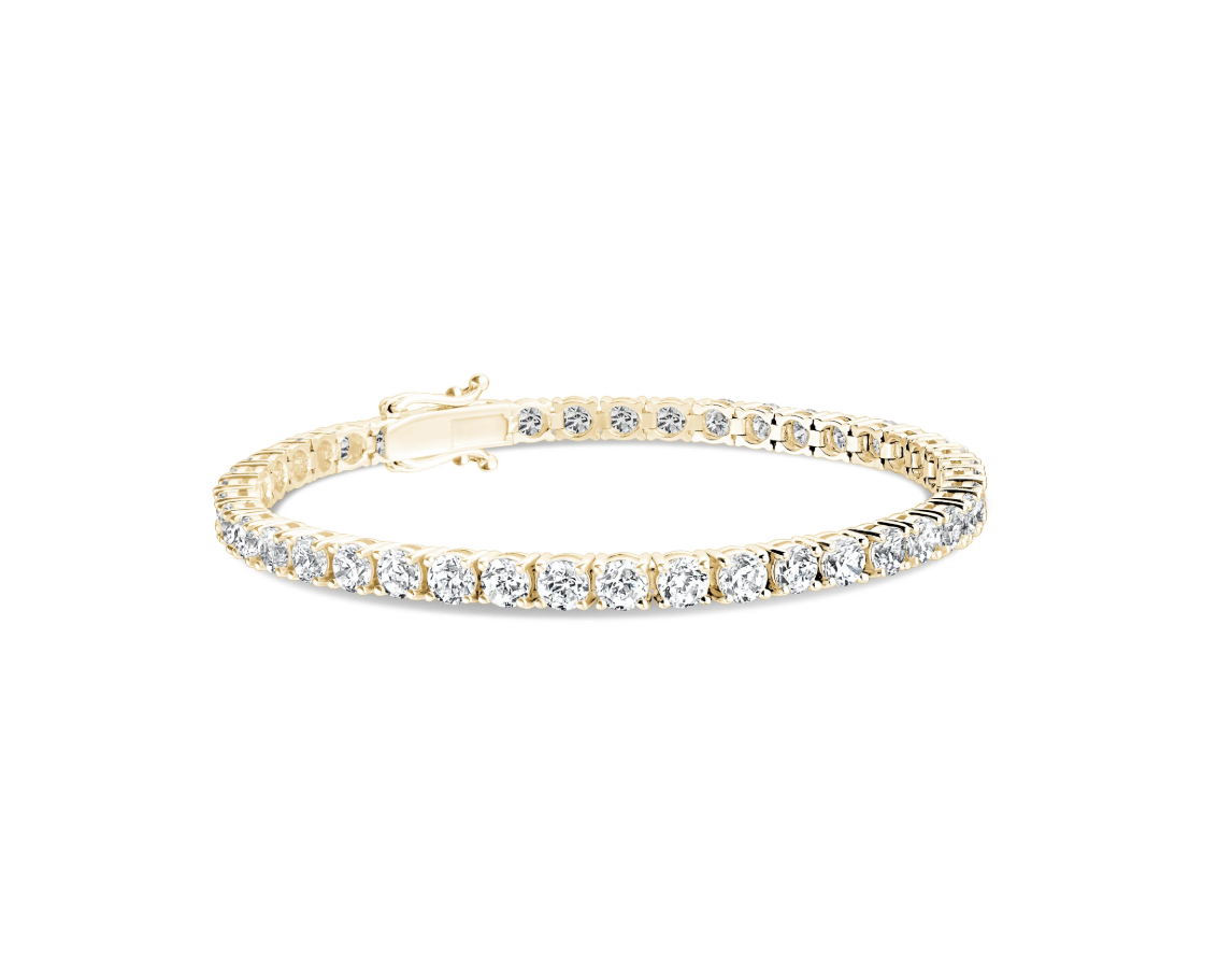 10k Yellow Gold 4mm Diamond Tennis Bracelet Lab Grown Diamond