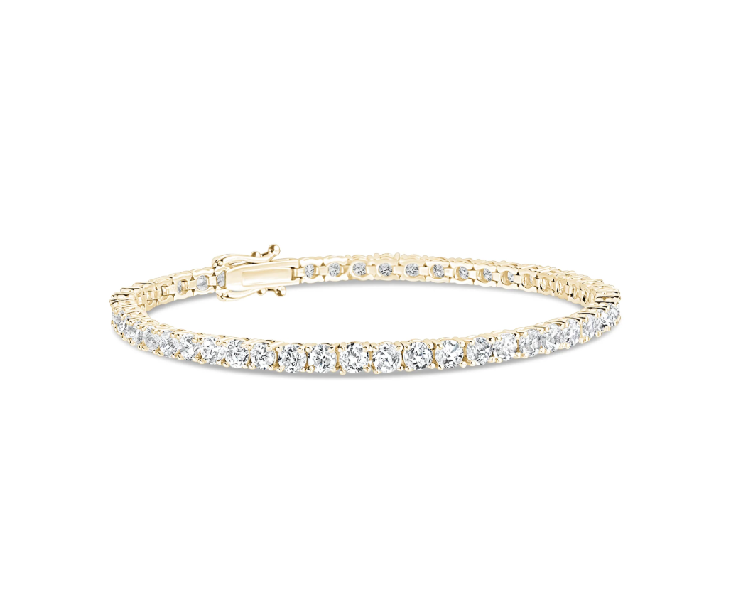 10k Yellow Gold 3mm Diamond Tennis Bracelet Lab Grown Diamond