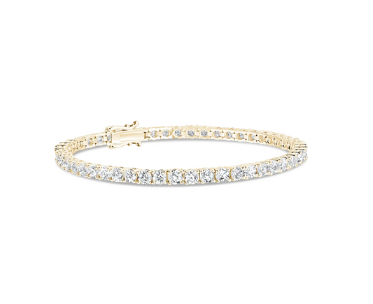 10k Yellow Gold 3mm Diamond Tennis Bracelet Lab Grown Diamond