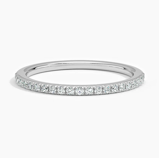 Round Diamond Half Eternity Wedding Band 14k White Gold