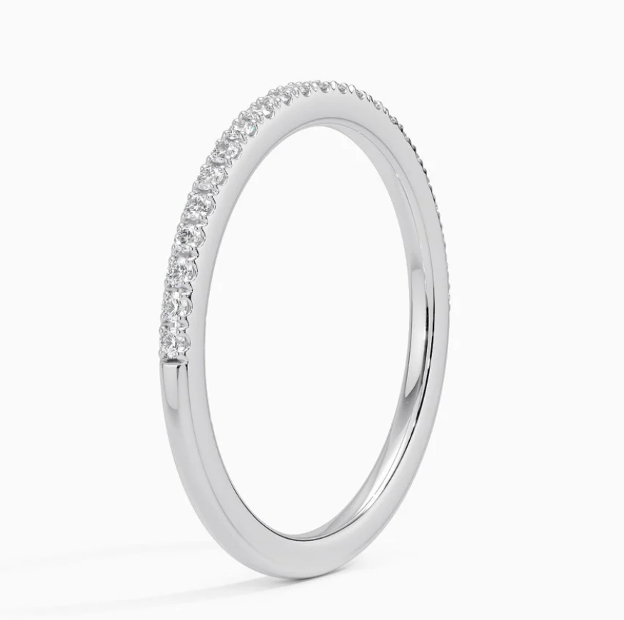 Round Diamond Half Eternity Wedding Band 14k White Gold