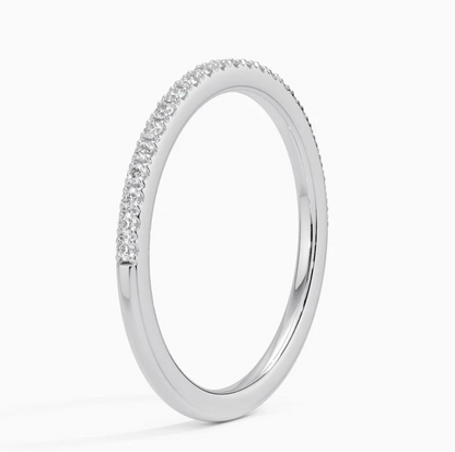 Round Diamond Half Eternity Wedding Band 14k White Gold