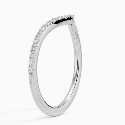 V Shaped Diamond Wedding Band 14k White Gold