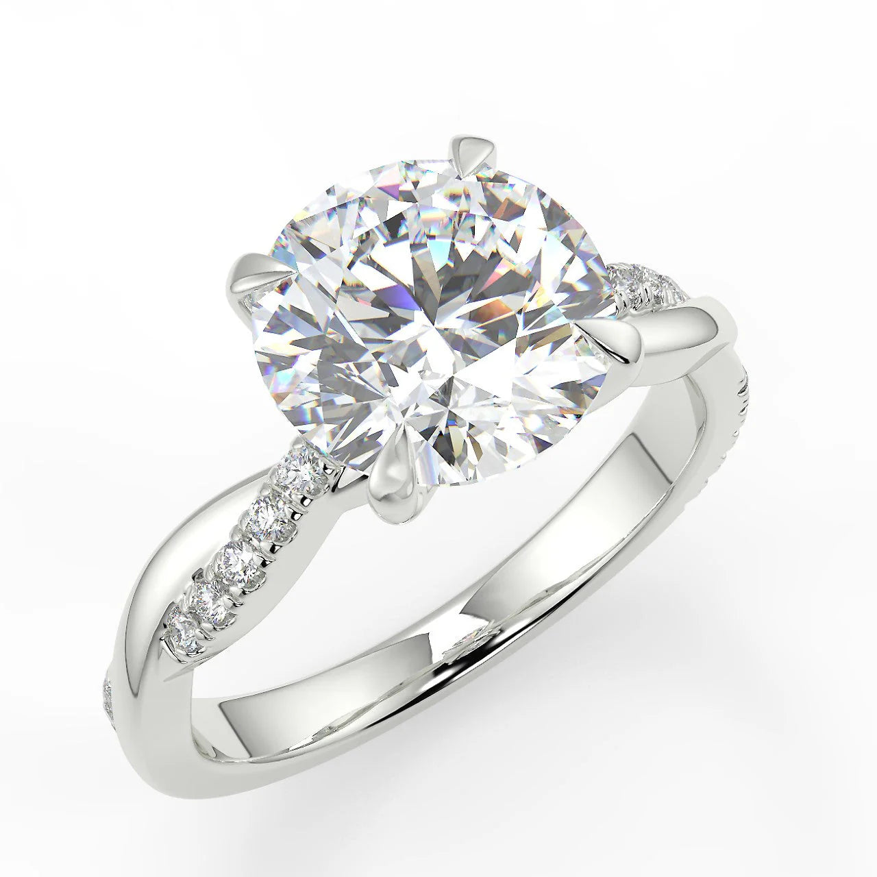 10k Gold Round Cut Lab Diamond Spiral Ring