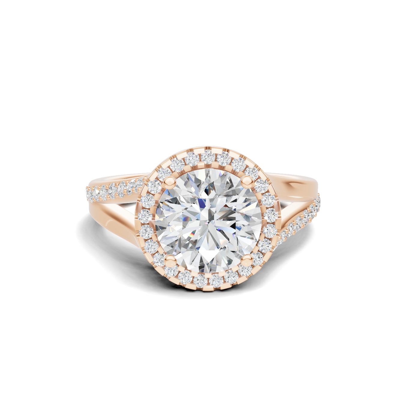 Exquisite Split Shank Ring 14K Rose Gold