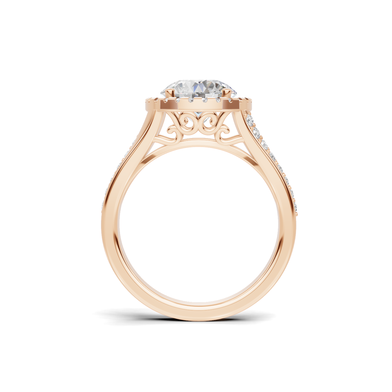Exquisite Split Shank Ring 14K Rose Gold