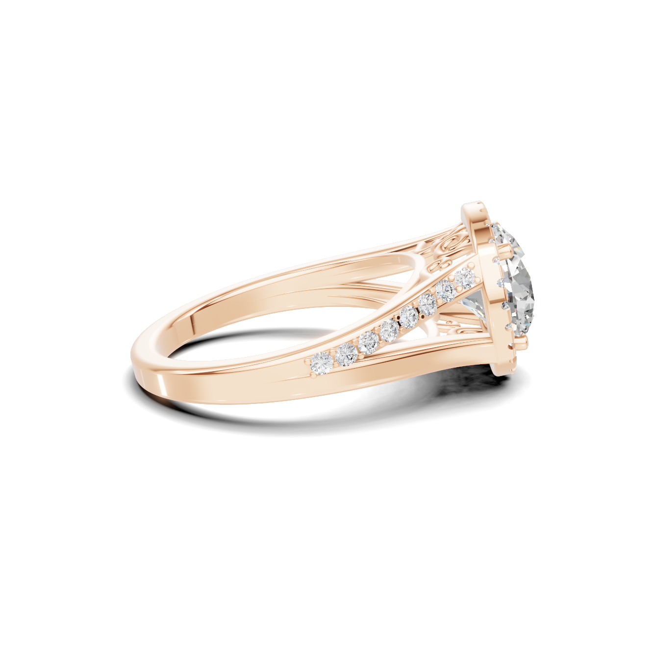 Exquisite Split Shank Ring 14K Rose Gold
