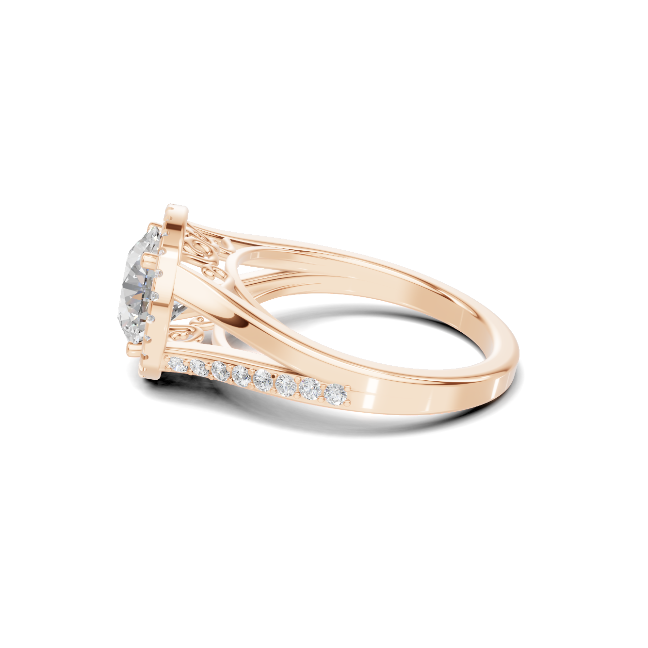 Exquisite Split Shank Ring 14K Rose Gold