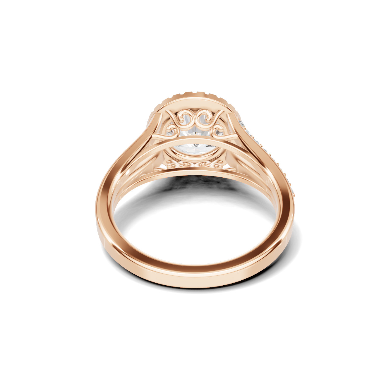 Exquisite Split Shank Ring 14K Rose Gold