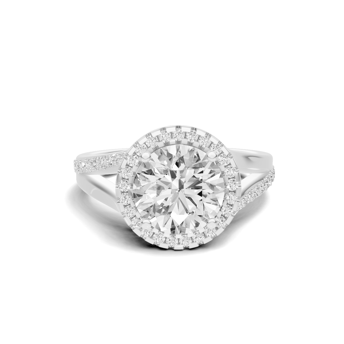 Exquisite Split Shank Ring 14K White Gold