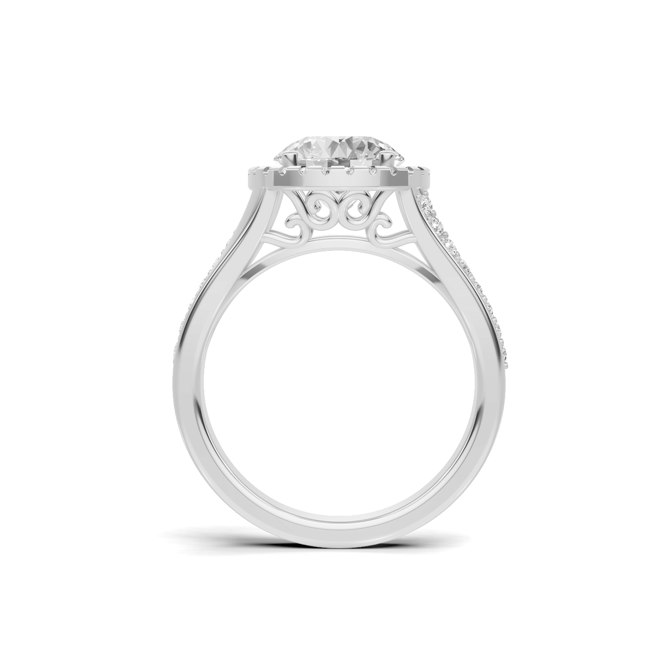 Exquisite Split Shank Ring 14K White Gold