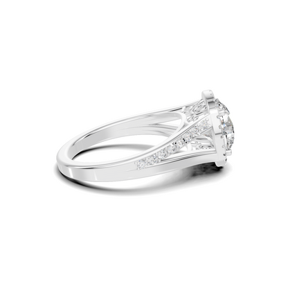 Exquisite Split Shank Ring 14K White Gold