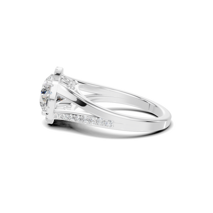 Exquisite Split Shank Ring 14K White Gold