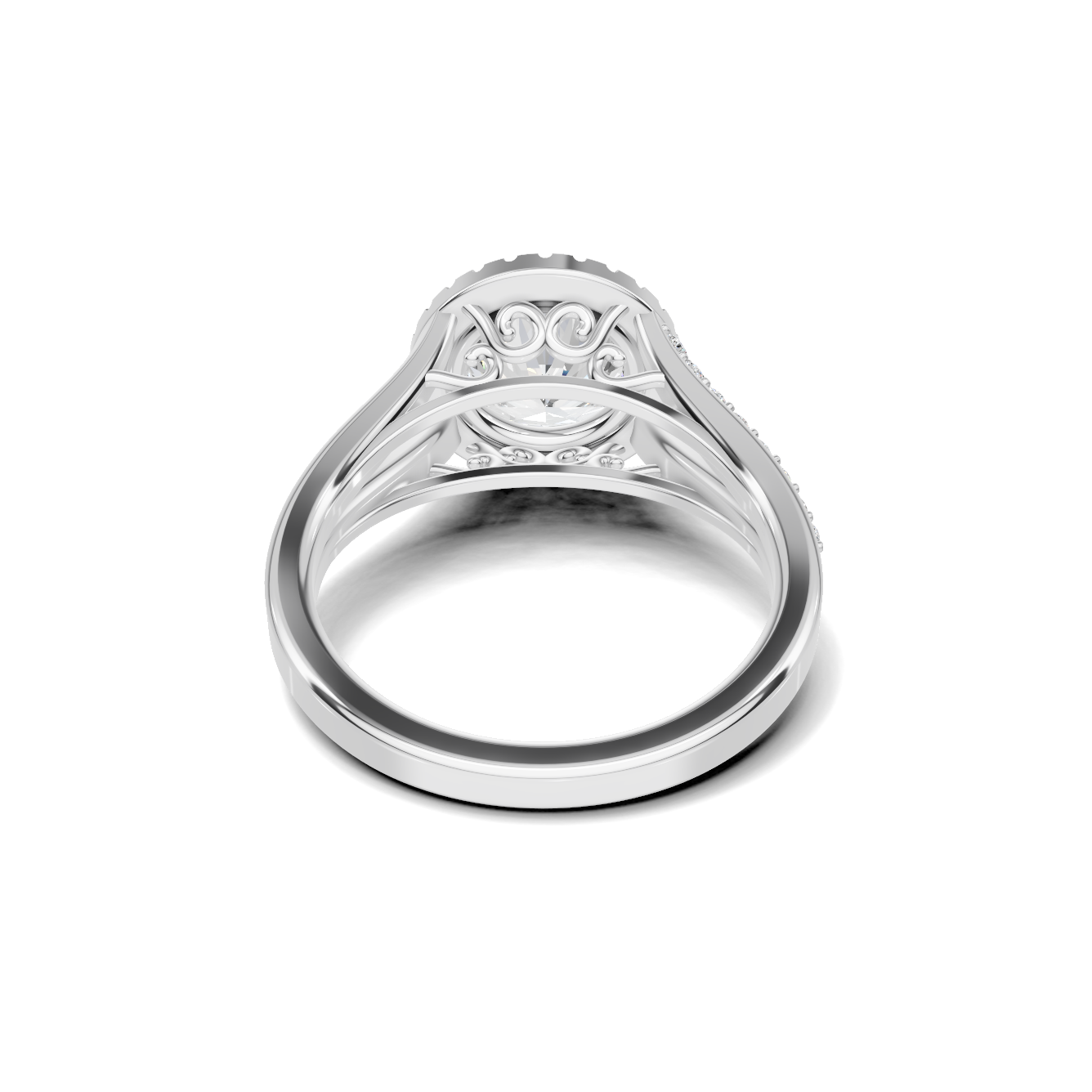 Exquisite Split Shank Ring 14K White Gold