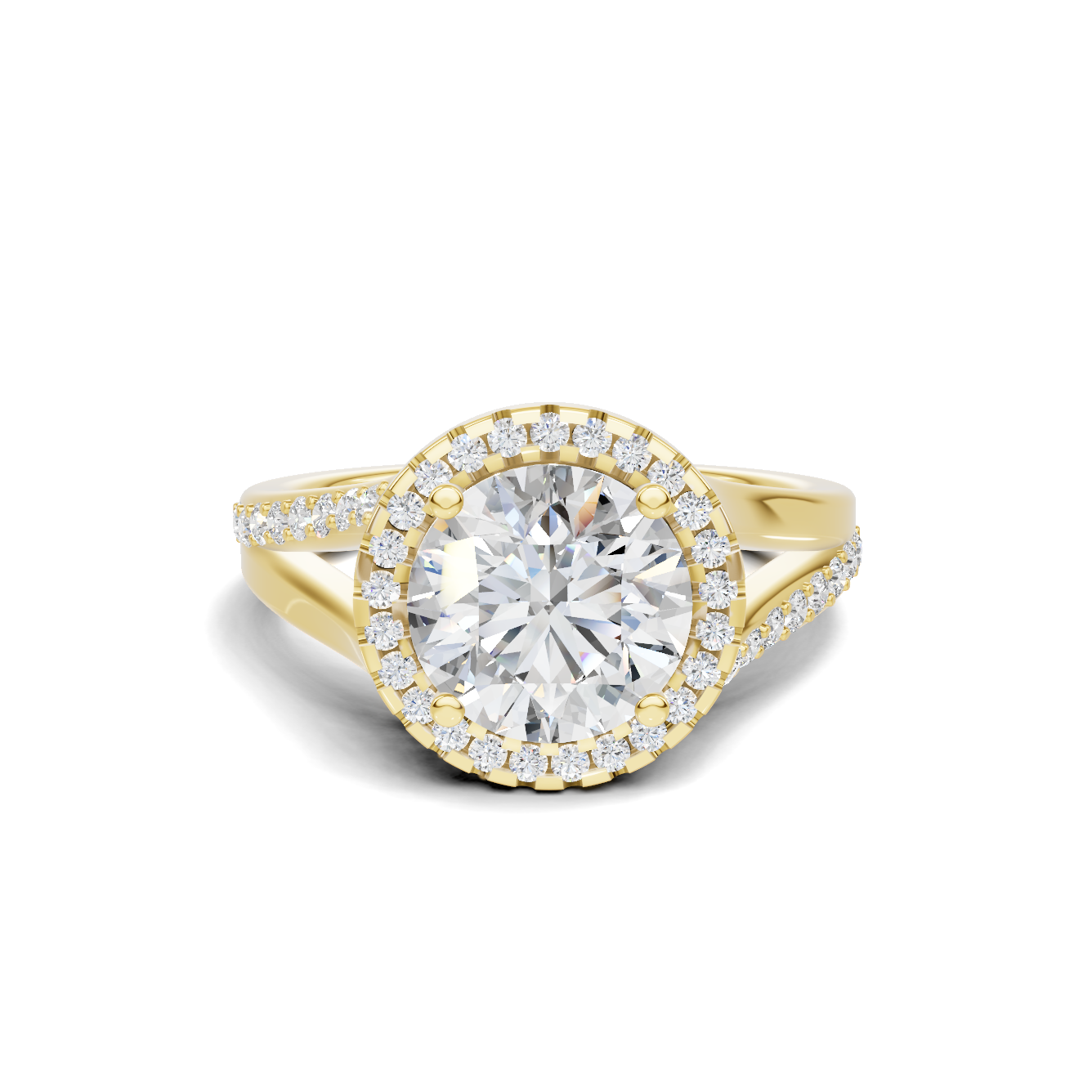 Exquisite Split Shank Ring 14K Yellow Gold