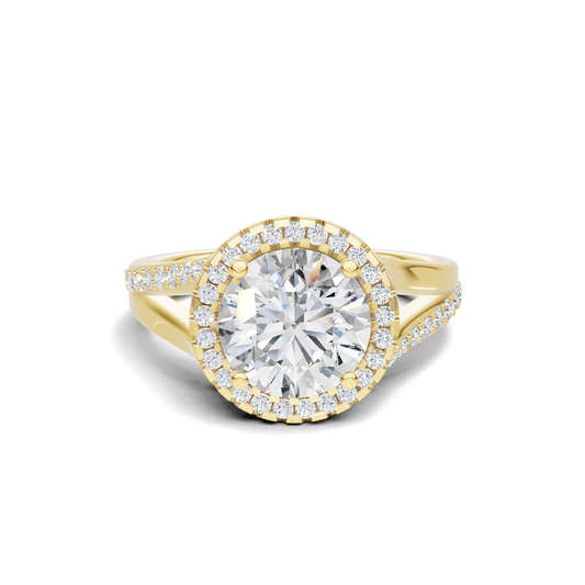 Exquisite Split Shank Ring 14K Yellow Gold