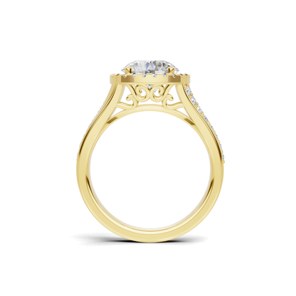 Exquisite Split Shank Ring 14K Yellow Gold